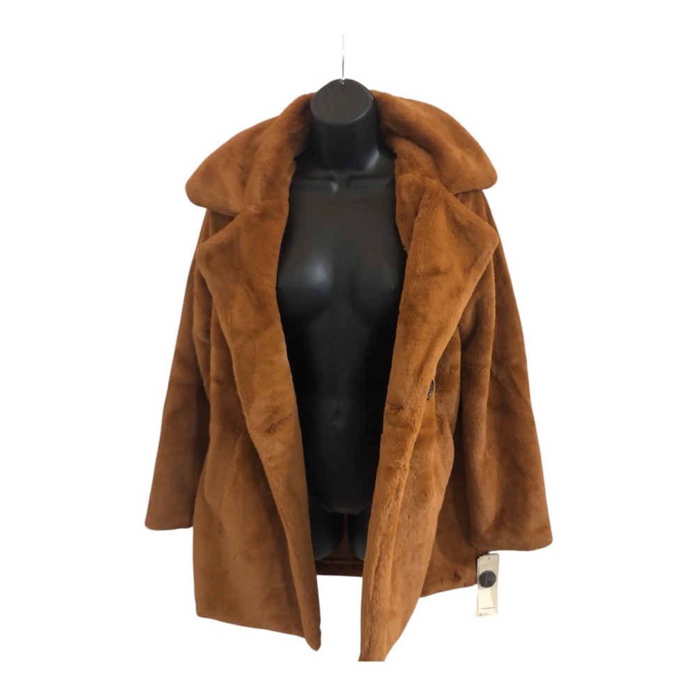 Madden Girl‎ brown burnt orange glamorous faux fur coat size XS brand new
